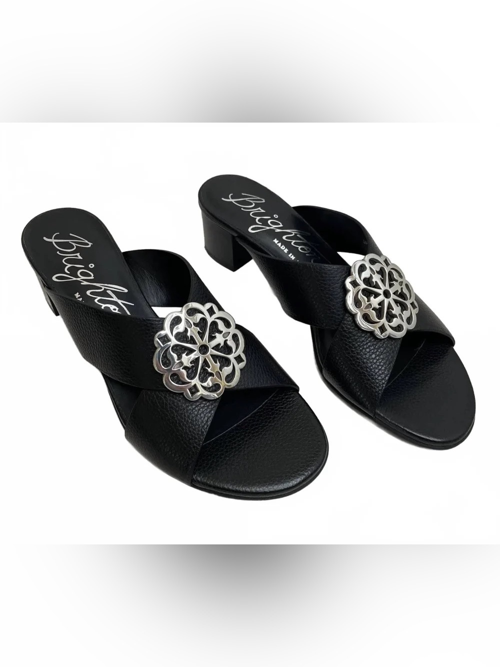 Women’s Brighton Alison black leather block-heel sandals size 6 NWOT